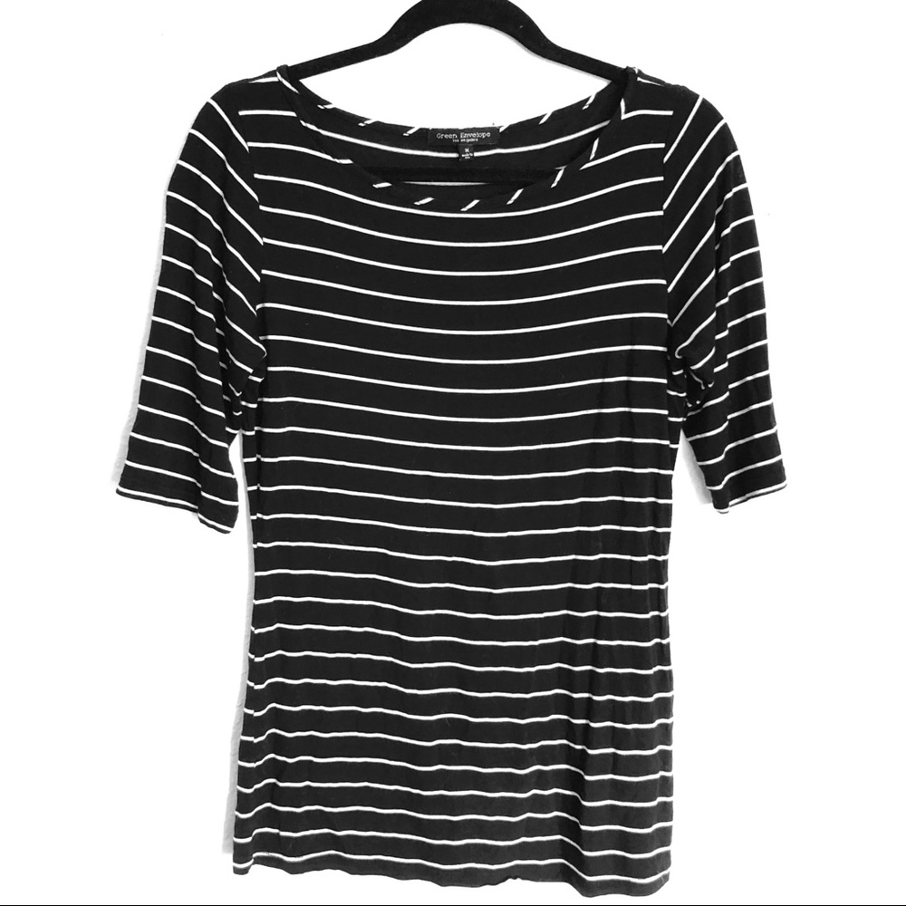 Green Envelope Black and white striped top